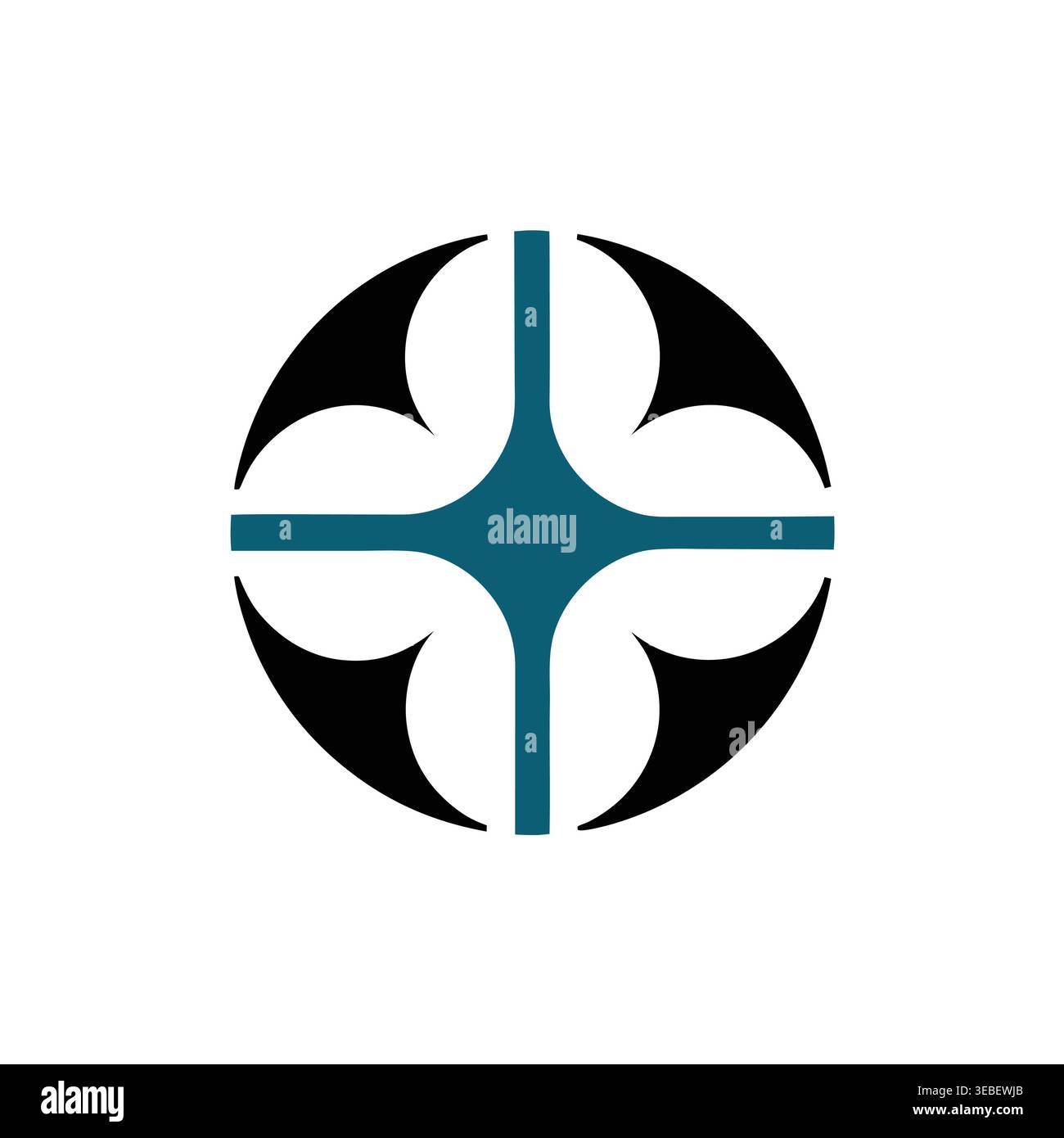 Simbolo astratto Teal Cross & Connectivity Illustrazione Vettoriale