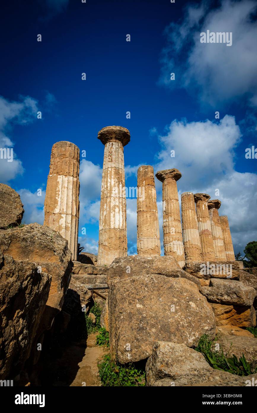 Tempio di Eracle, Agrigento, fine del vi secolo a.C., Valle dei Templi, Sicilia, Italia Foto Stock