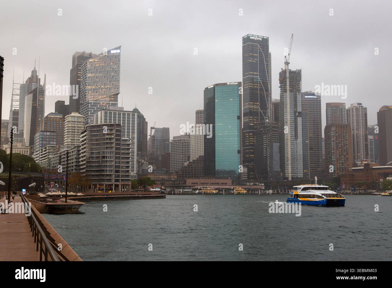 Lo skyline della città di Sydney, che include Circular Quay e il quartiere centrale degli affari (CBD). Foto Stock