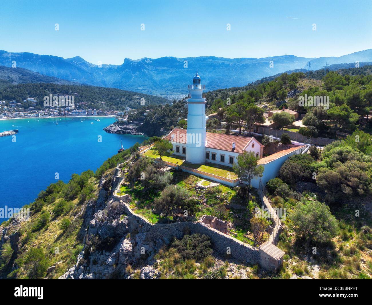 Far del Cap Gros a Port de Soller - Maiorca, Isole Baleari, Spagna Foto Stock