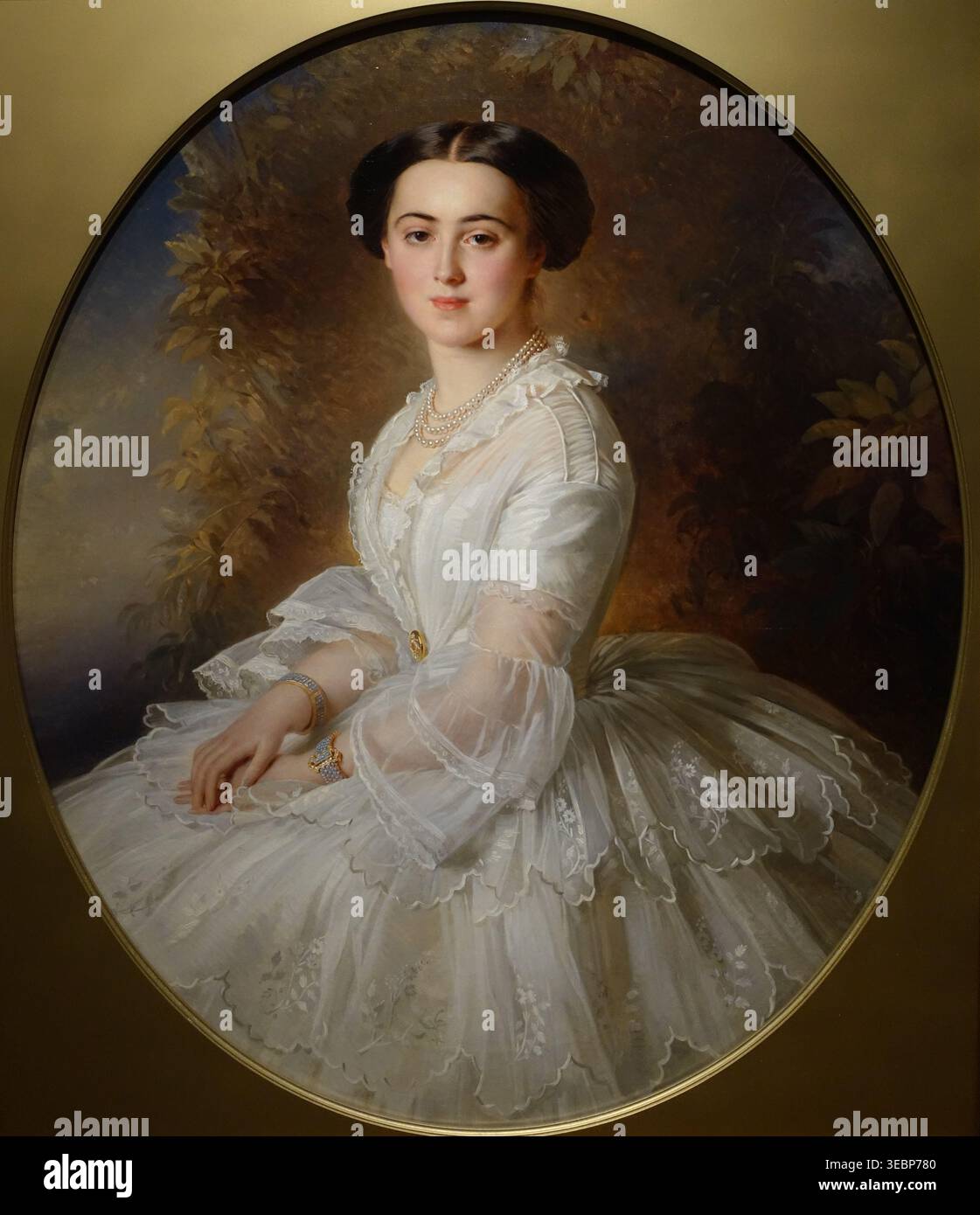 Ritratto della granduchessa Olga Feodorovna. 1857. Lauchert Richard (1823-1868). Olio su tela. Olga Feodorovna (nata Cecilie Augusta, Principessa e Margravia di Baden, 1839-1891) moglie del granduca Michail Nikolaevich. Museo dell'Hermitage di Stato. Foto Stock