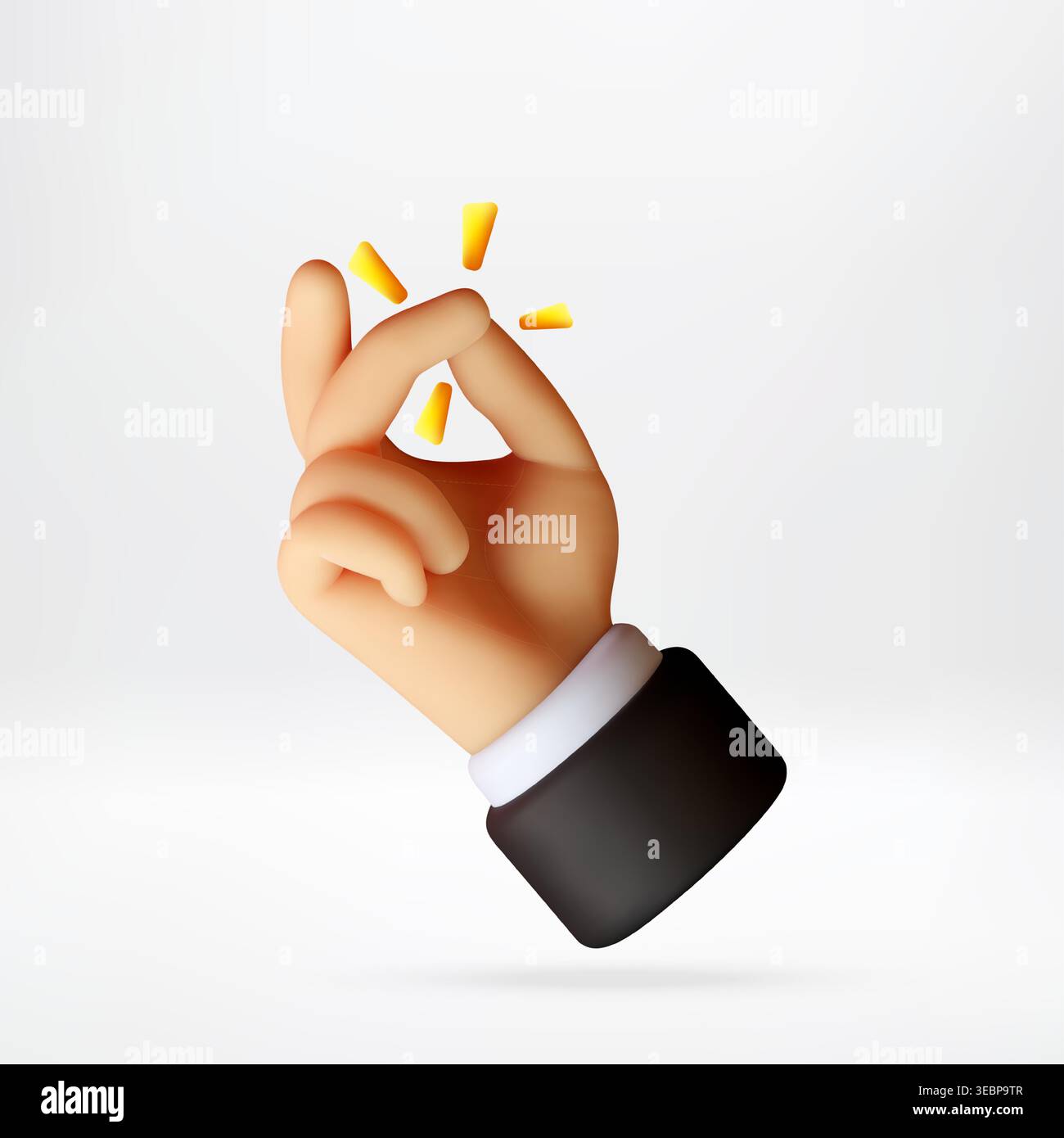 uomo d'affari 3d che stringe le dita. Semplice grafica in movimento che mostra il successo. Idea, realizzazione, soluzione rapida, attività facile, processo decisionale, rif. istantanea Illustrazione Vettoriale