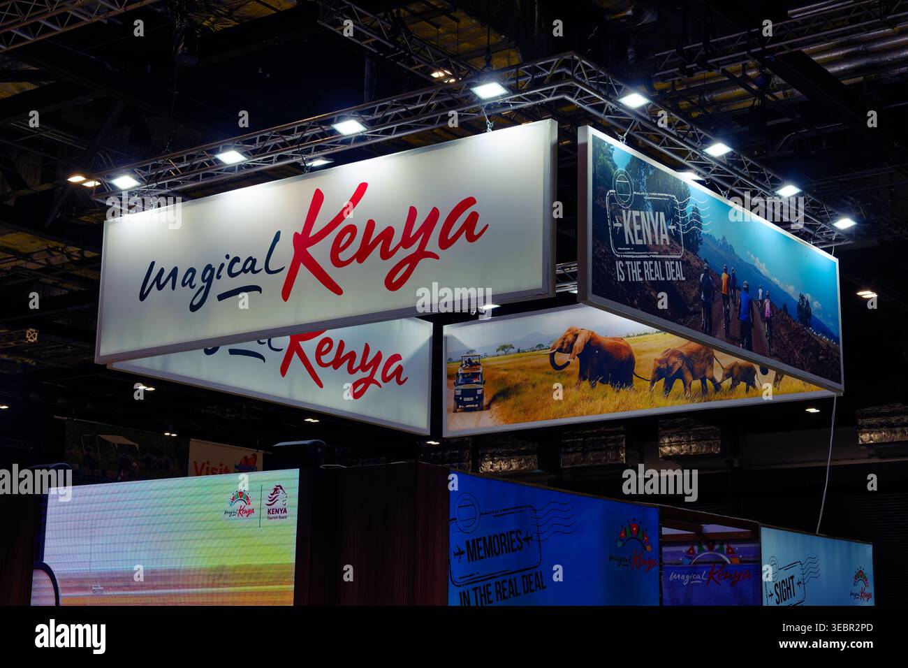 Promuovere il Kenya alla fiera World Travel Market, Excel Center, London Docklands Foto Stock