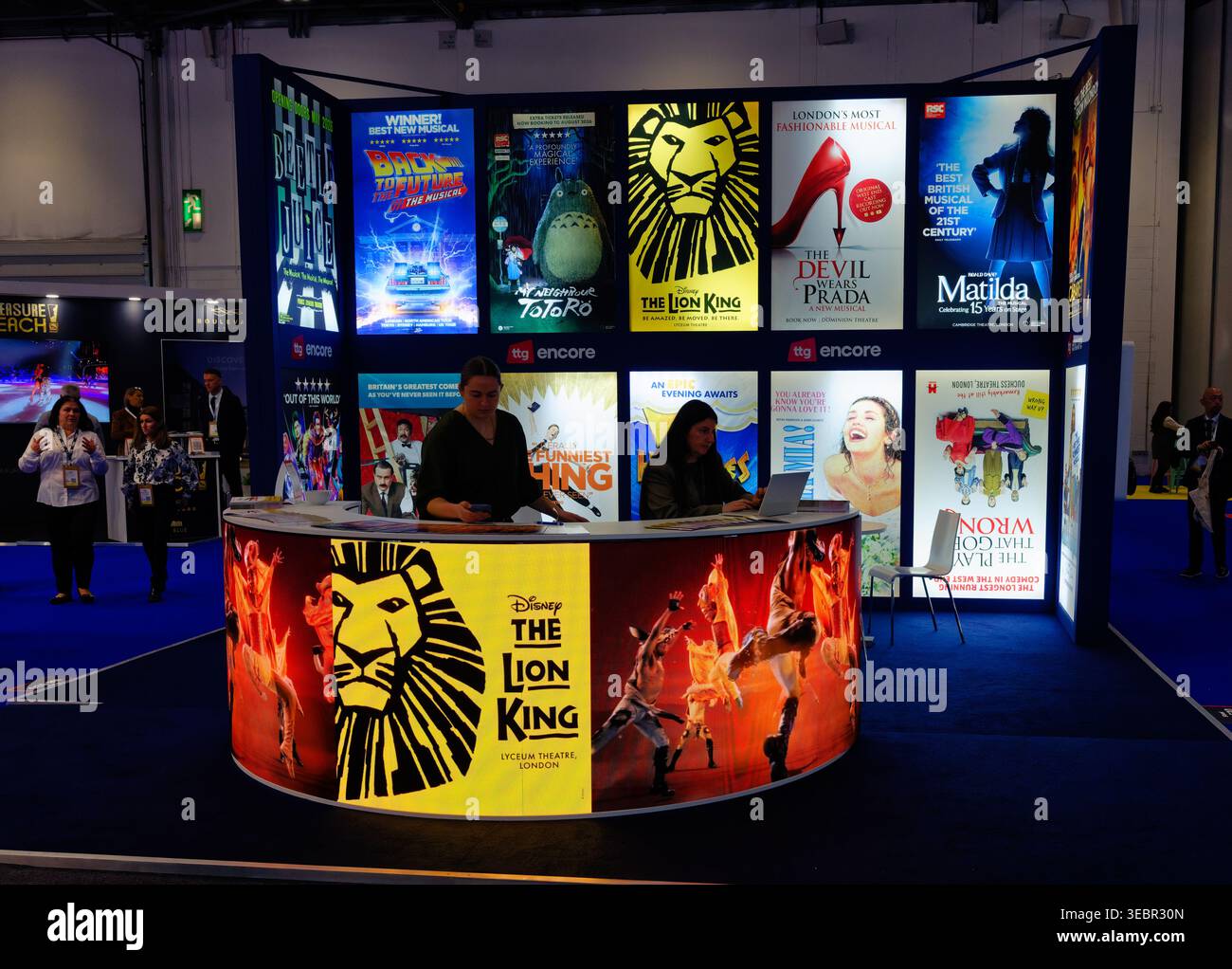 Promuovere il London Theatre alla mostra World Travel Market, Excel Center, London Docklands Foto Stock