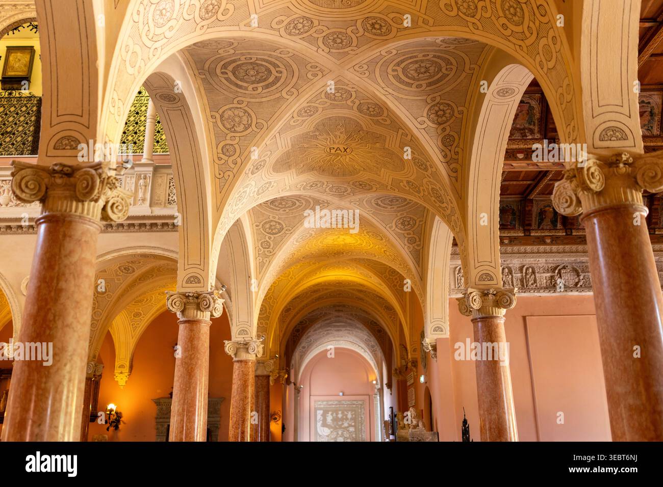 Francia, Saint-Jean-Cap-Ferrat, Villa et Jardins Ephrussi de Rothschild, interni con soffitto armato Foto Stock