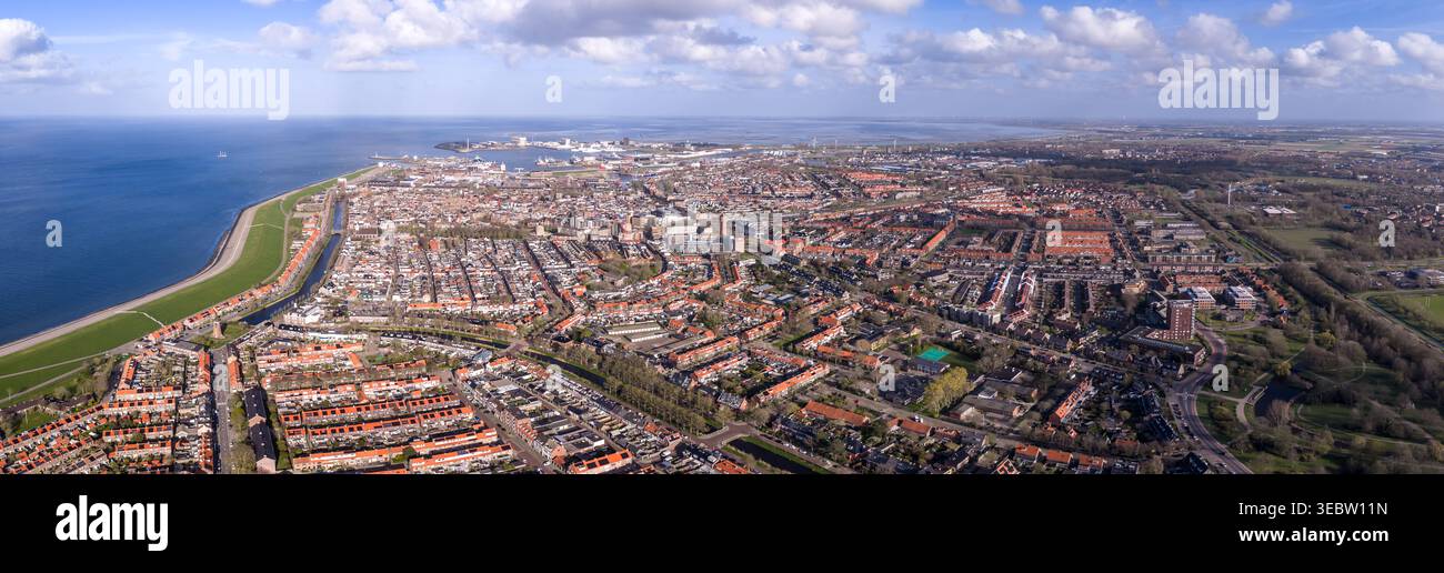 Den Helder Panoramic Aerial Star Fortress City North Sea Texel Paesi Bassi Olanda settentrionale Foto Stock