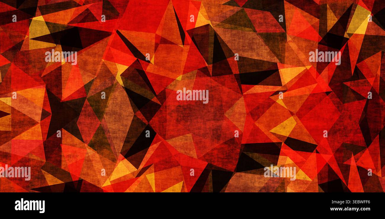 Toni bruciati sfondo con motivo geometrico di Grunge con moduli stratificati vivaci Foto Stock