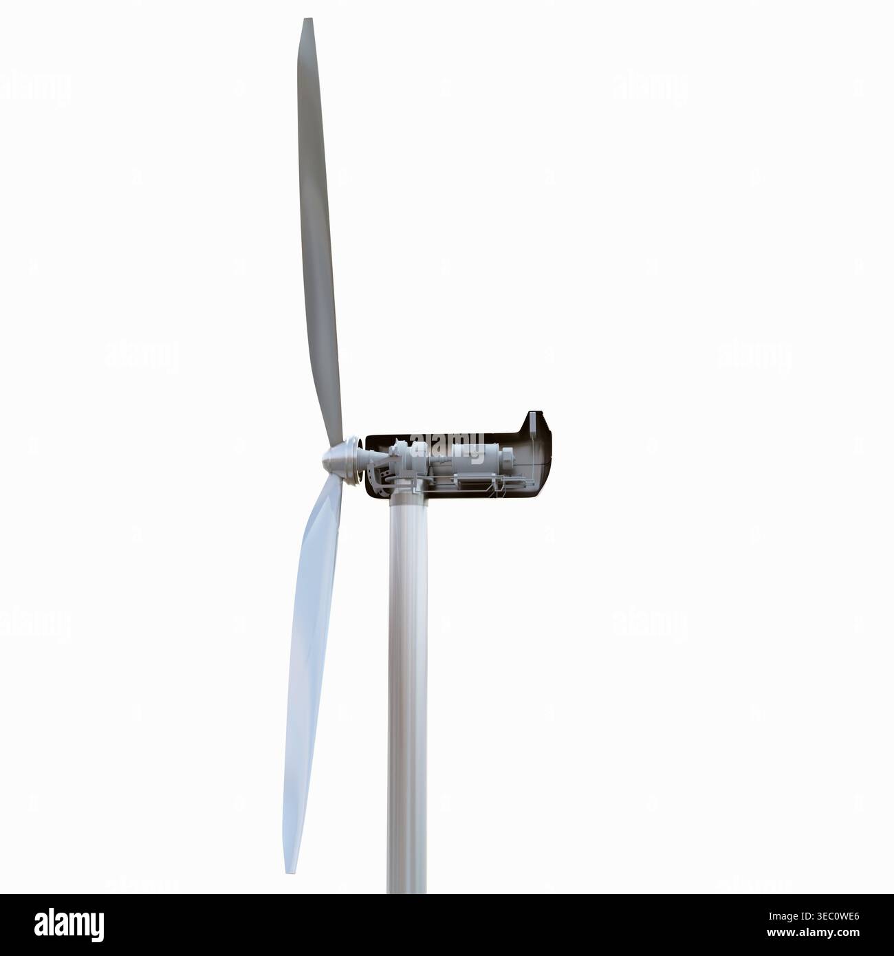 turbina eolica isolata su sfondo bianco 3d illustrazione Foto Stock