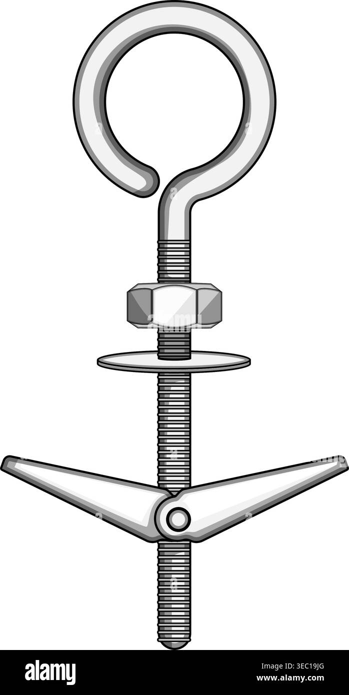 Bullone a ginocchiera con occhiello per fissaggio a parete Illustrazione Vettoriale