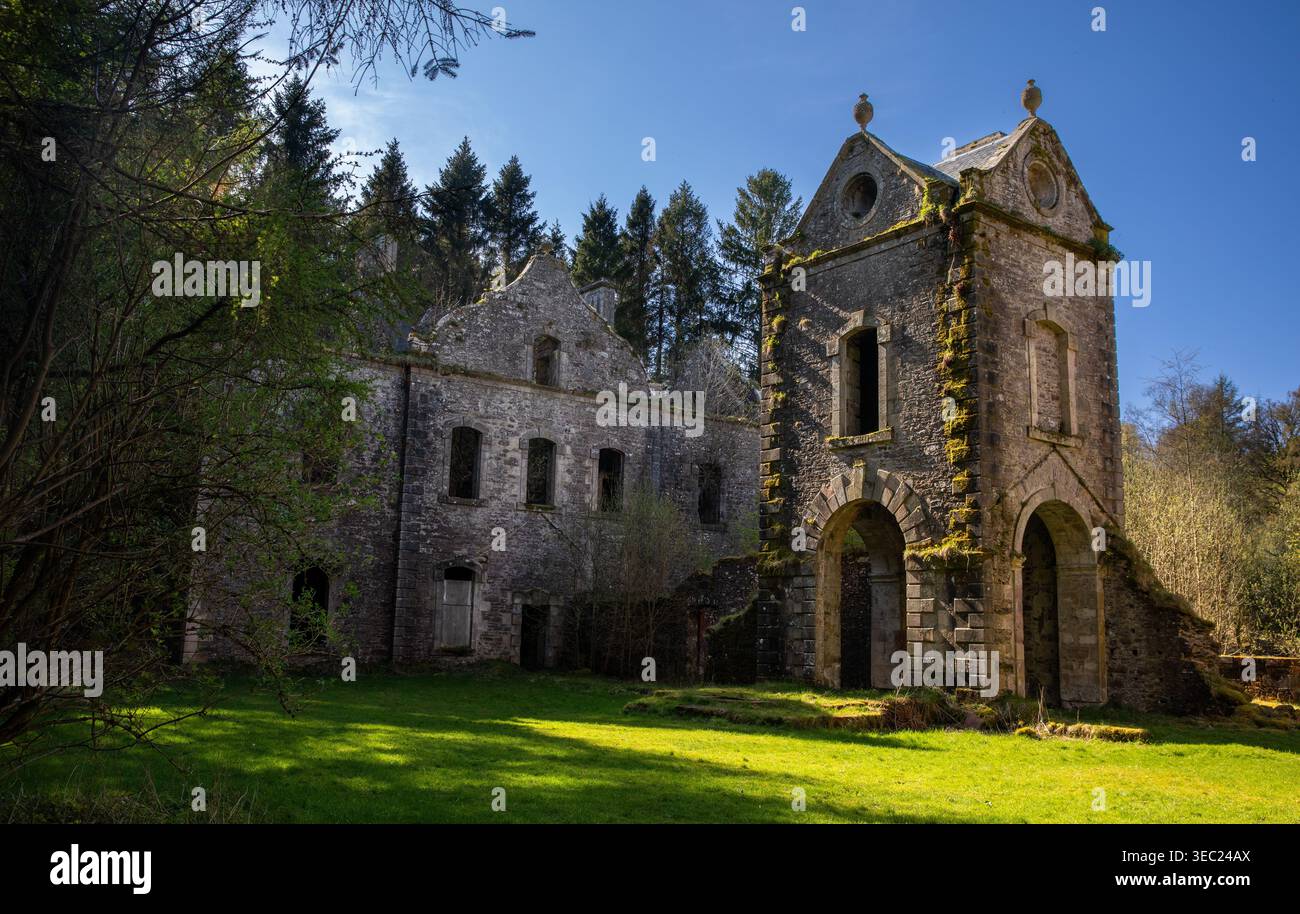 Le rovine di Carmichael House, South Lanarkshire, Scozia, Regno Unito Foto Stock