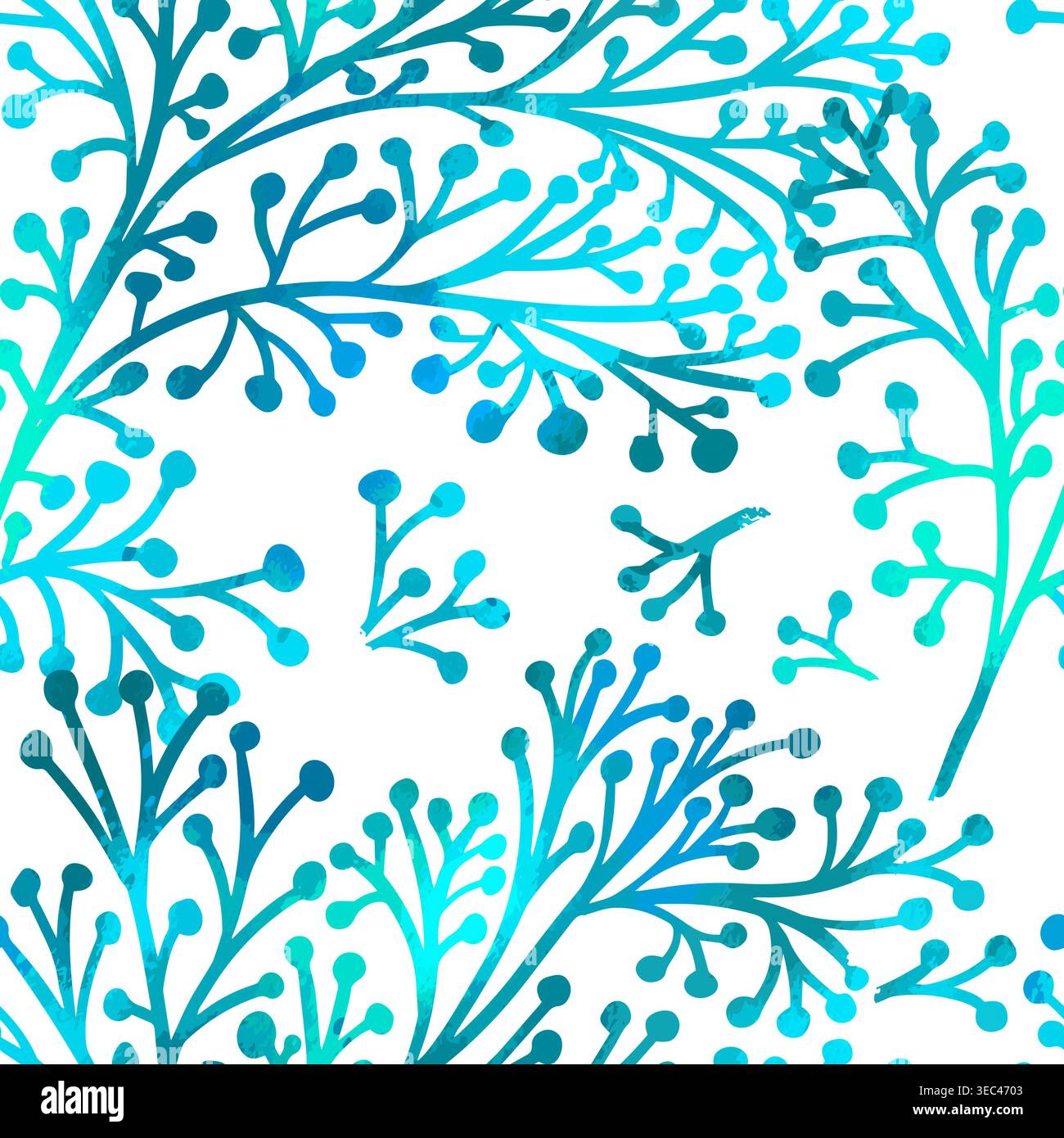 Sfondo bianco senza cuciture con fiori al neon blu. Disegnato a mano. Non ai, illustrazione vettoriale Illustrazione Vettoriale