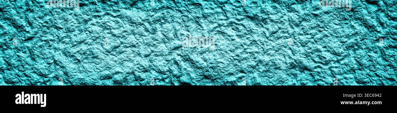 Pareti in pietra turchese con struttura ampia. Ampia superficie azzurra ruvida. Ampio sfondo panoramico Foto Stock