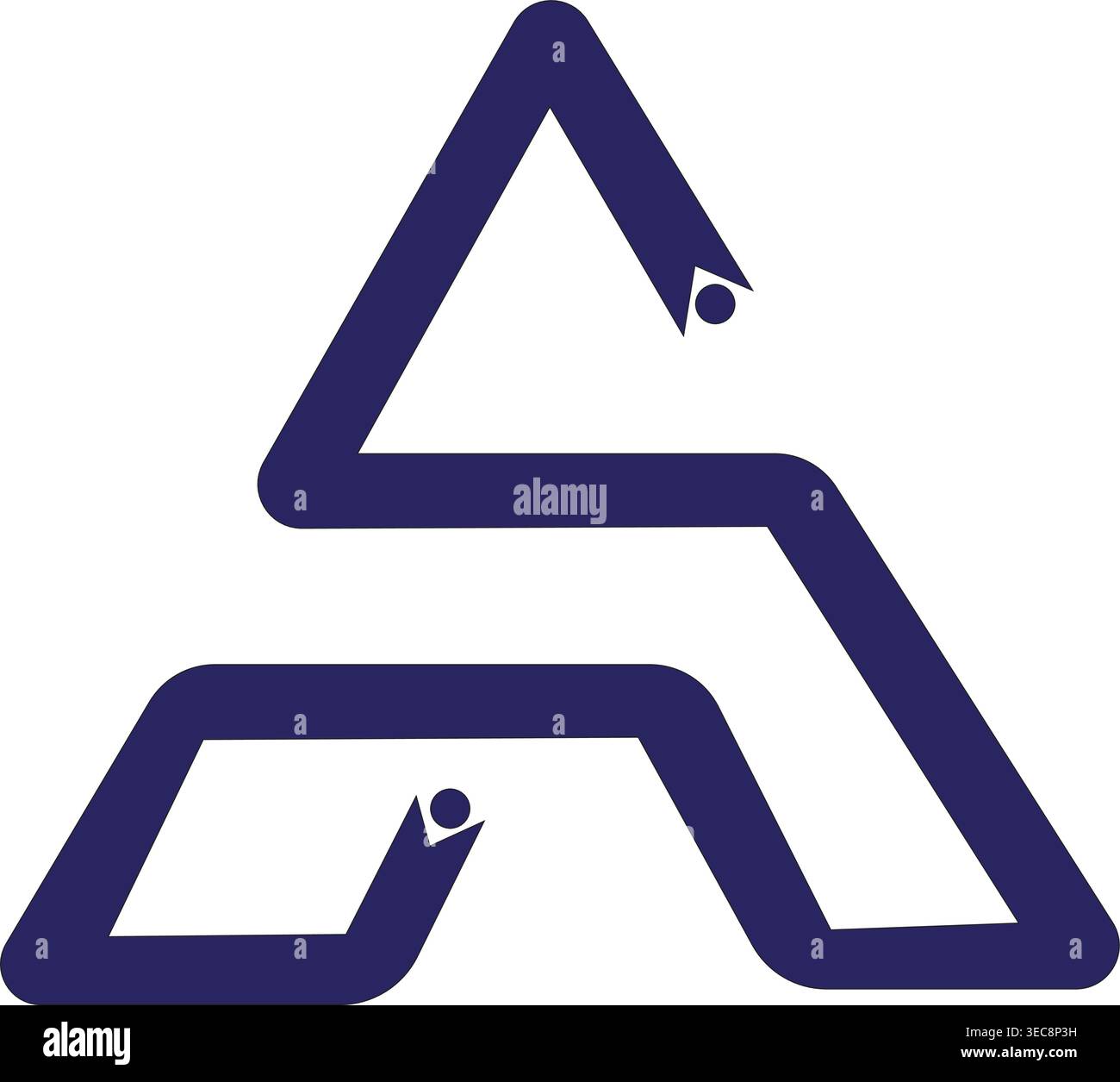 Lettera blu moderna Un logo con stile astratto in linea, simbolo minimalista geometrico monogramma isolato su sfondo bianco per l'uso del marchio Illustrazione Vettoriale