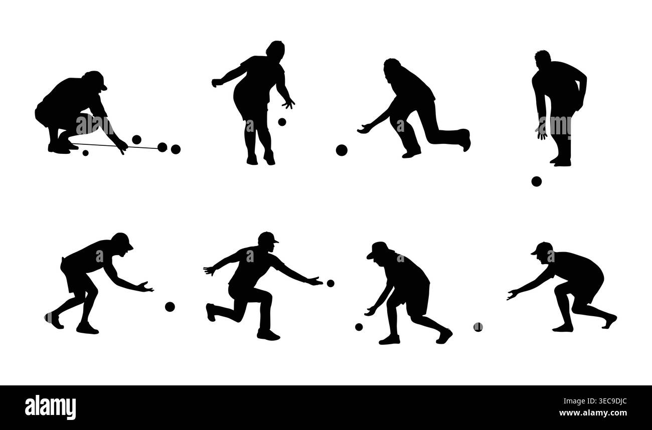 Silhouette sportive da bocce Illustrazione Vettoriale
