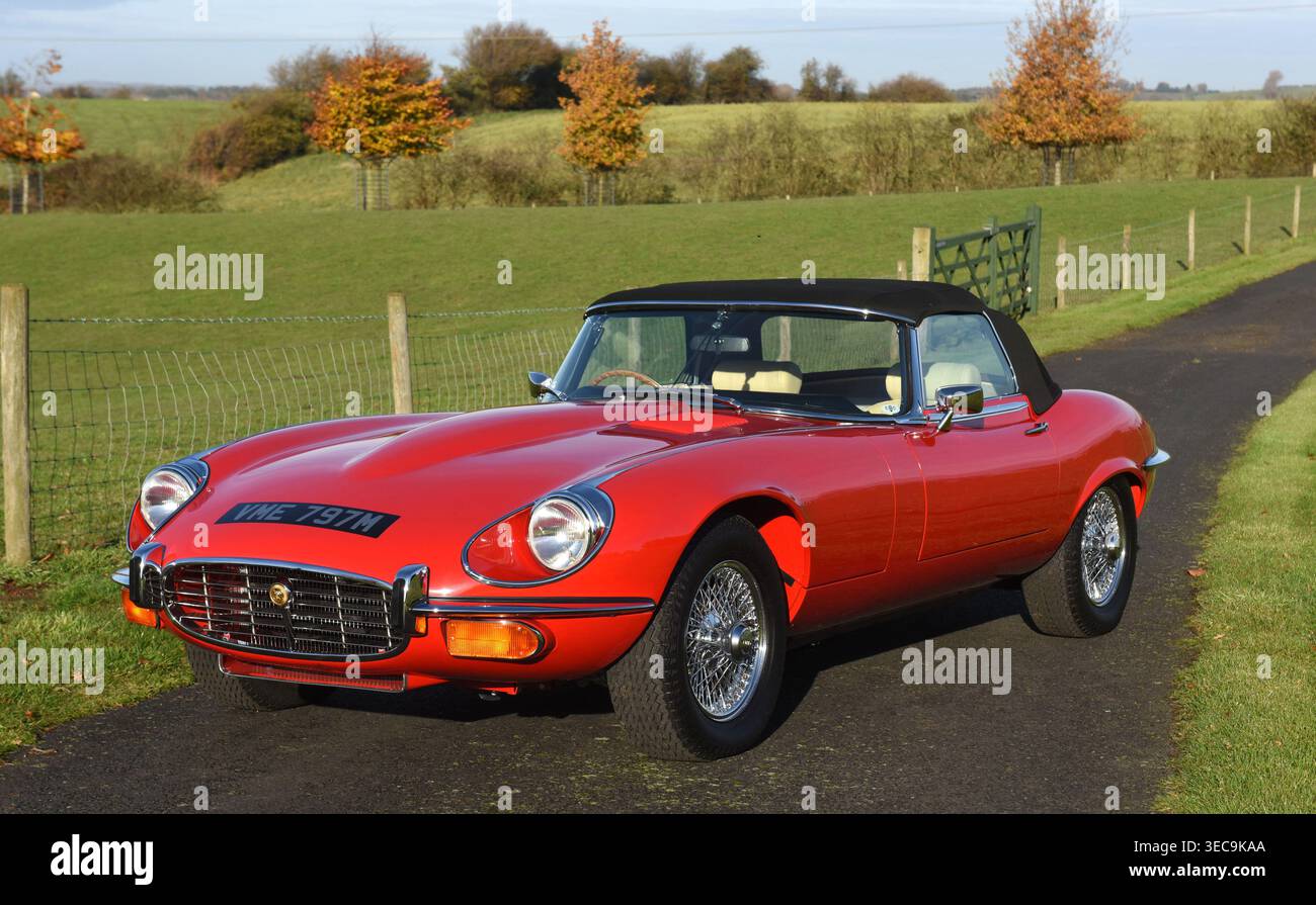 1974 Jaguar e-Type 5,3 litri V12 Foto Stock