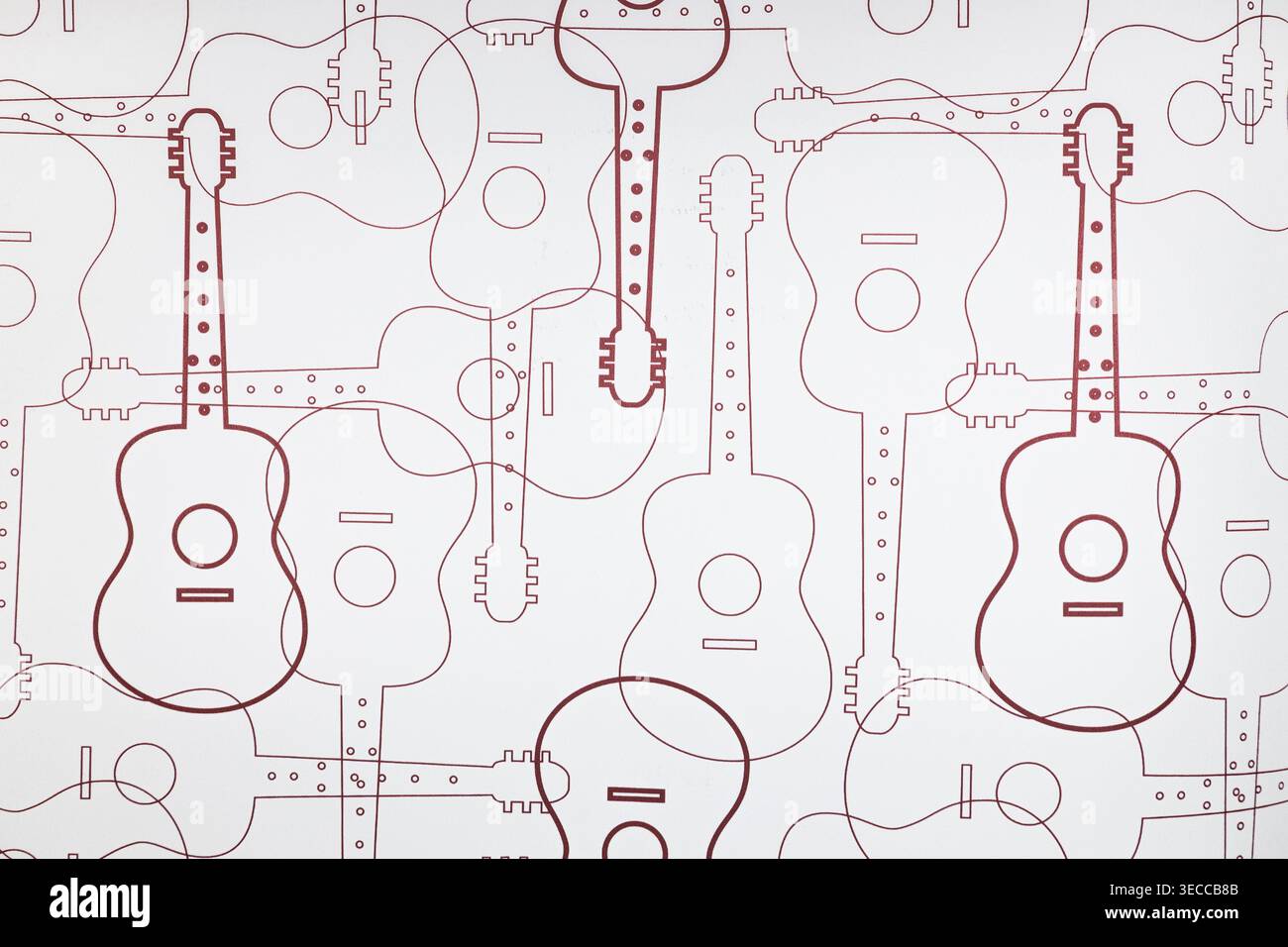 Pattern di chitarre acustiche senza cuciture su sfondo chiaro Foto Stock