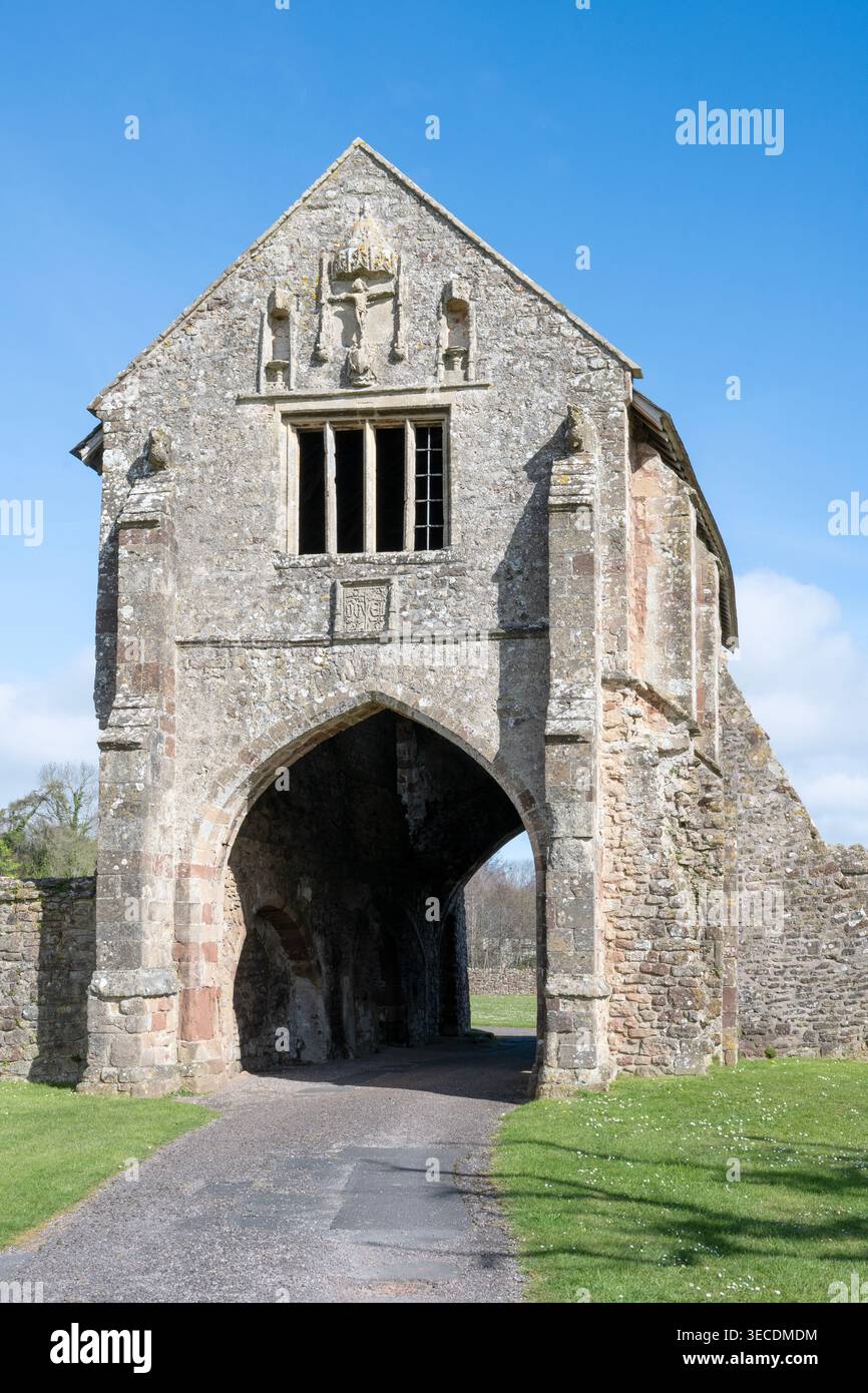 Abbazia di Cleeve, Abbey Road, Washford, Watchet, Somerset, Inghilterra, Regno Unito - edificio classificato di grado i - veduta di Gatehouse Foto Stock