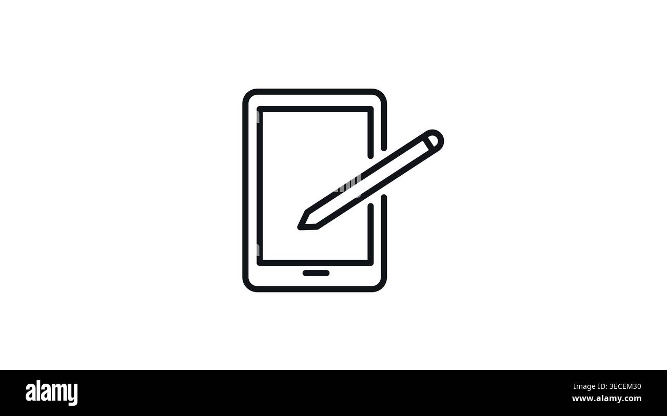 Icona tablet grafico e stilo: Tappetino da disegno digitale con penna per artisti Illustrazione Vettoriale