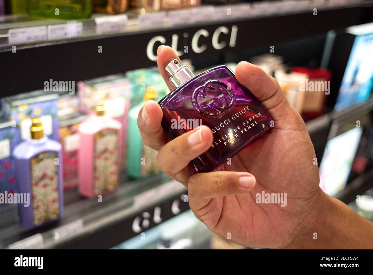 Gucci colpevole il 30 marzo 2024 a Bangkok, Thailandia Foto Stock