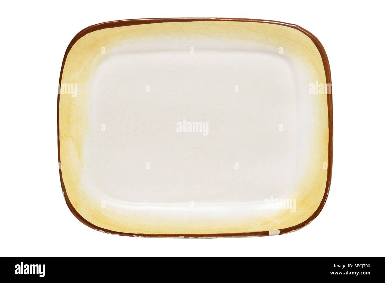 Capsula vuota in ceramica gialla isolata su sfondo bianco Foto Stock