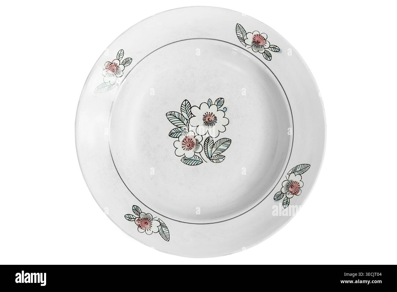 Pulire la piastra per zuppe in ceramica isolata su sfondo bianco Foto Stock