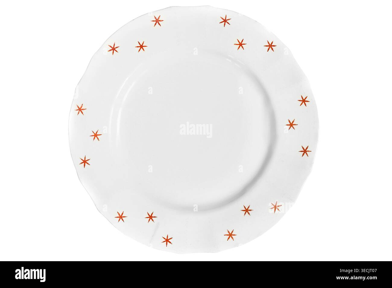 Piastra larga pulita in ceramica bianca isolata su sfondo bianco Foto Stock