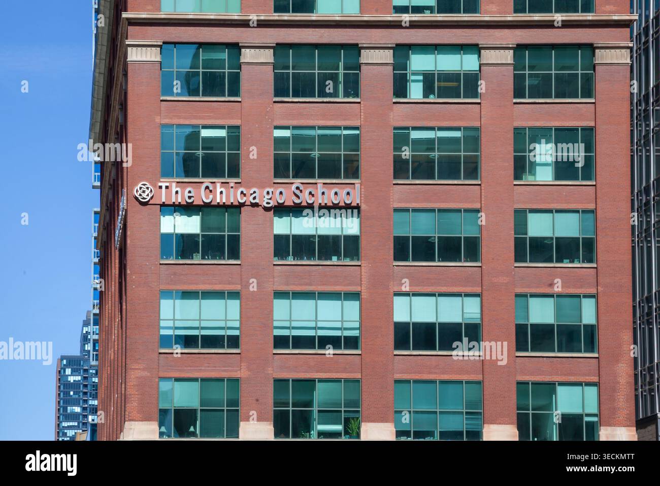 La Chicago School si trova al 325 N. Wells St nel quartiere River North a Chicago, Illinois, Stati Uniti. Foto Stock