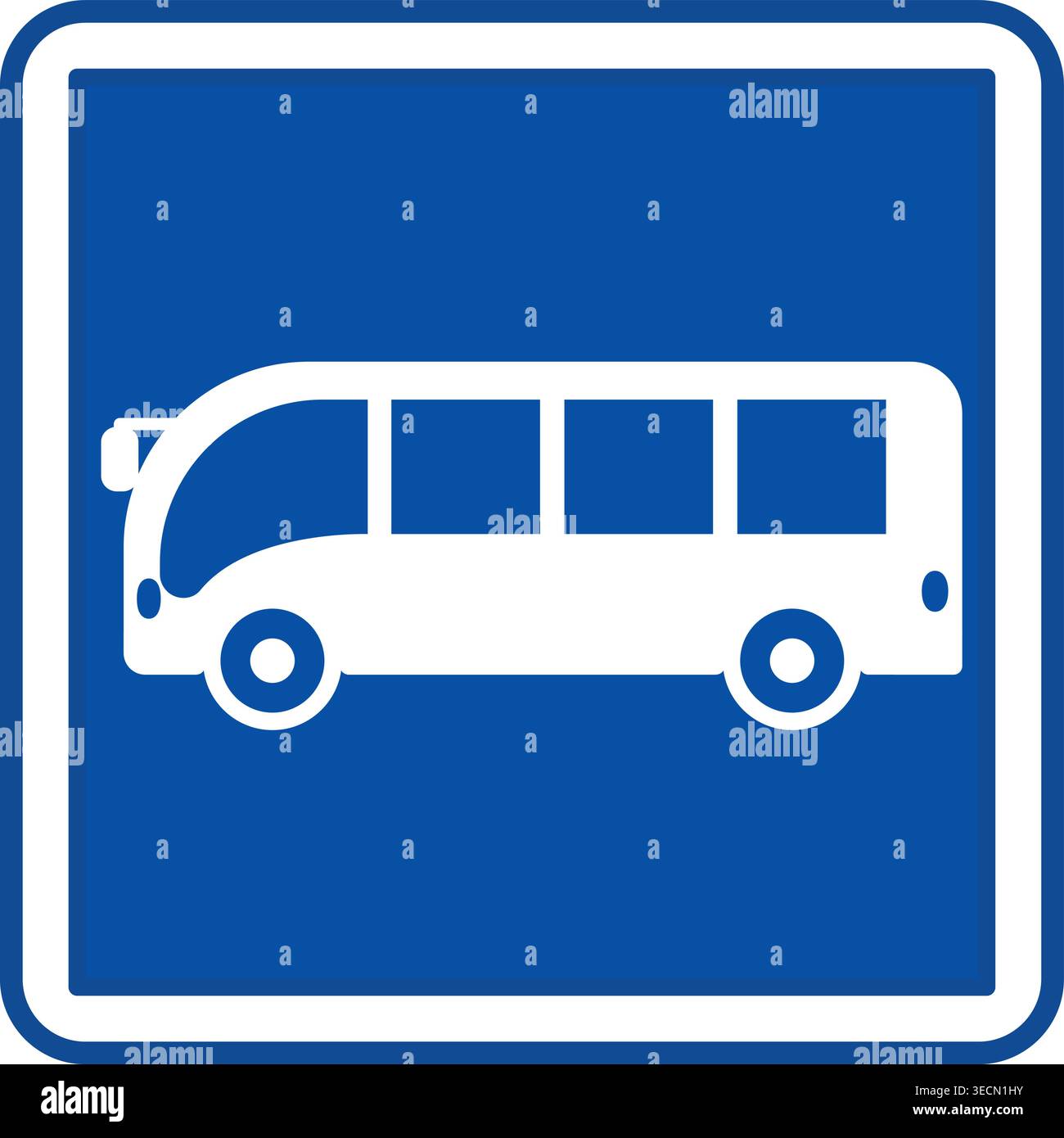 Cartello blu della fermata dell'autobus. Cartello Square Road. Icone vettoriali Illustrazione Vettoriale