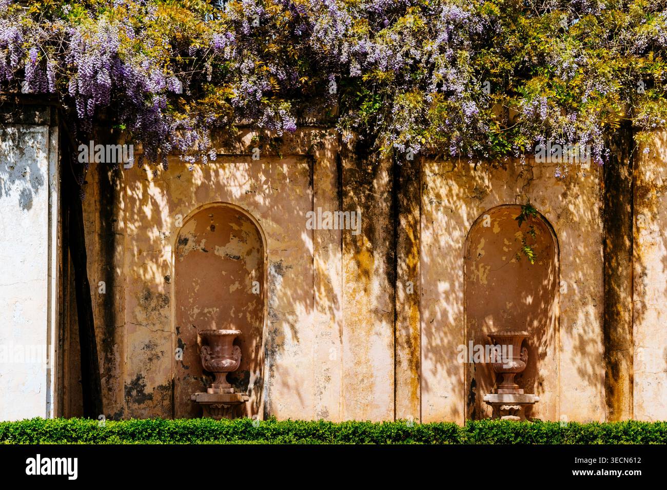 La tenuta reale di Quinta de El Pardo. Esempio dello sviluppo del giardinaggio barocco sotto il patrocinio della nobiltà in Spagna. El Pardo, Madrid, Co Foto Stock