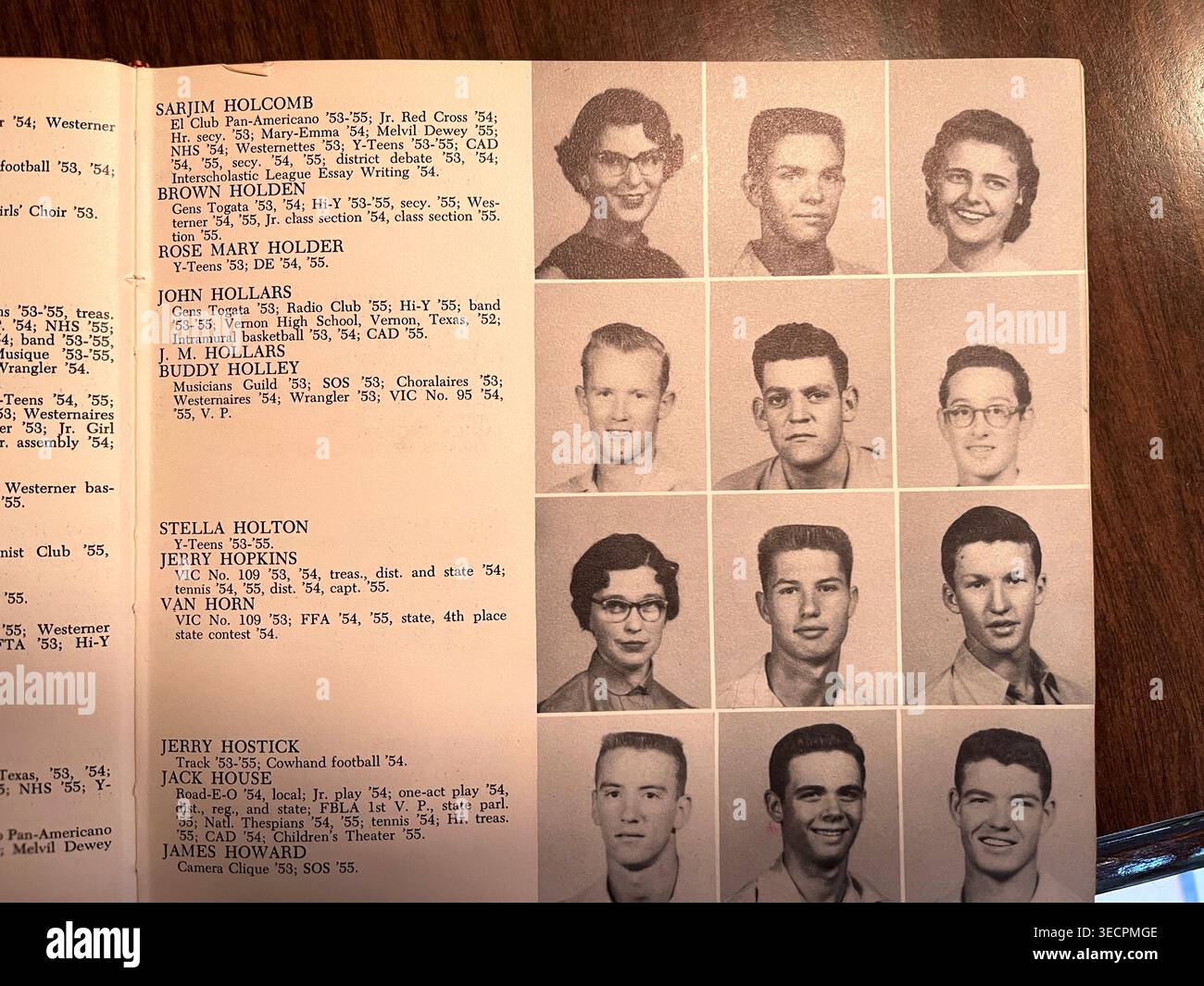 Buddy Holly High School annuario Lubbock High School di Lubbock, Texas, Stati Uniti 1950 - Immagine stock catturata con smartphone