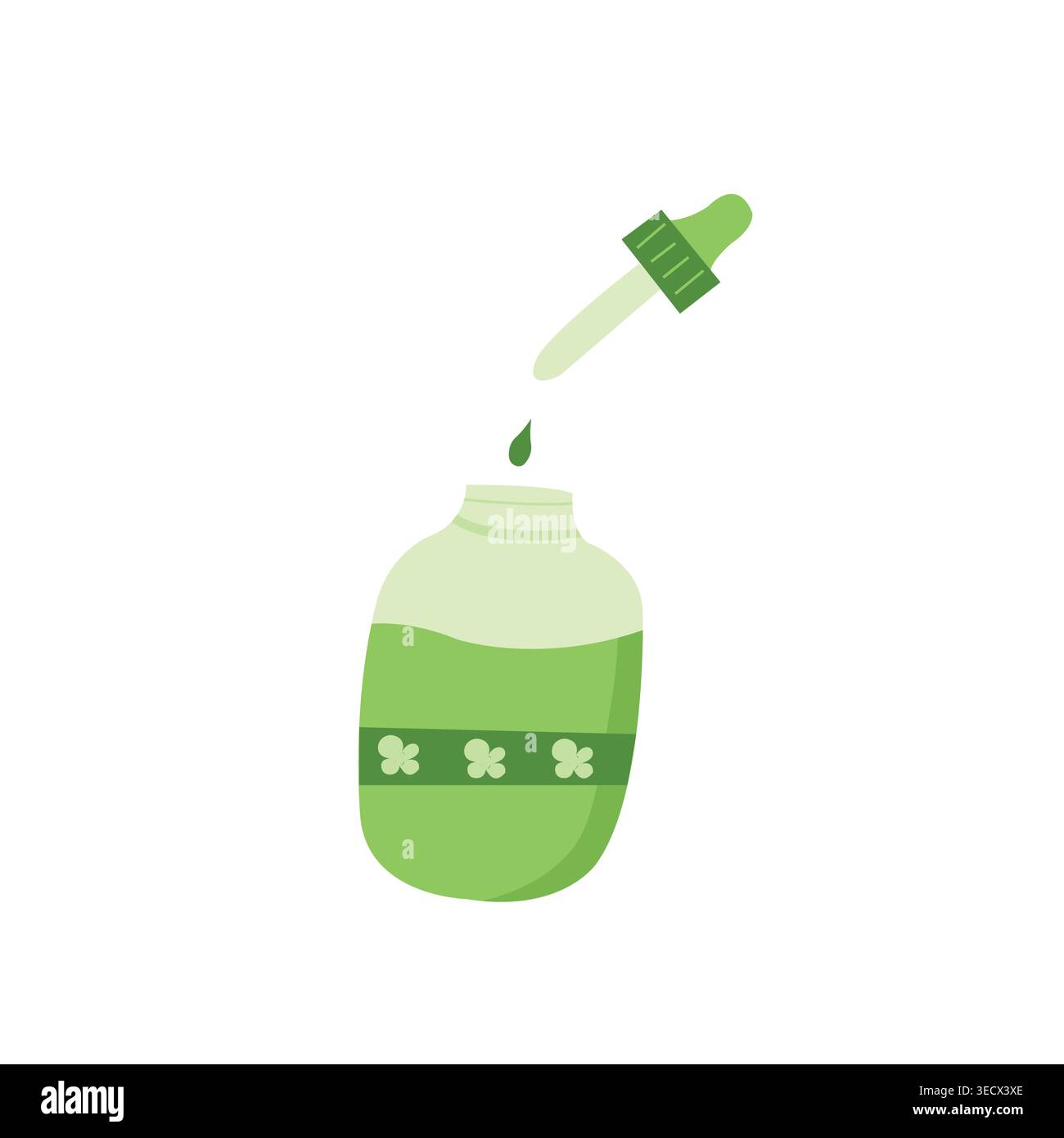 Illustrazione del contagocce di siero verde minimo per il marchio SkinCare e benessere Illustrazione Vettoriale