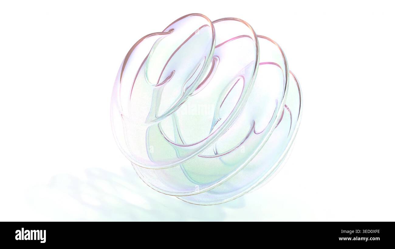 Oggetto twist olografico astratto su rendering 3d bg bianco Foto Stock