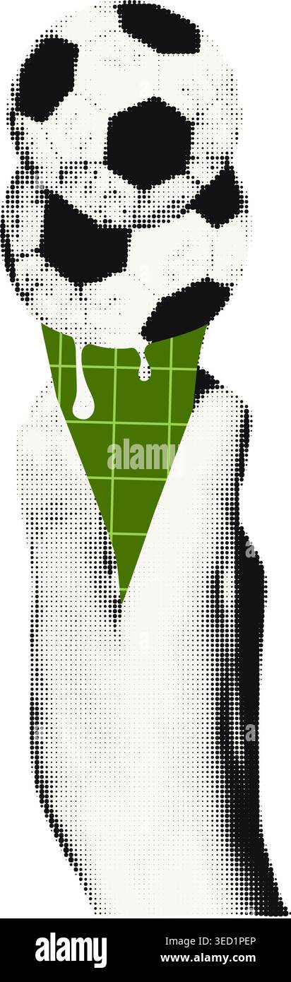 Illustrazione vettoriale surreale del cono del gelato che regge la mano Illustrazione Vettoriale