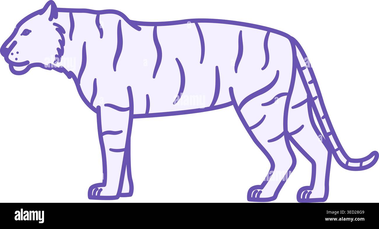 Icona Tiger Color. Illustrazione vettoriale. Predatore mammifero, Wild Cat. Concetto animale Illustrazione Vettoriale