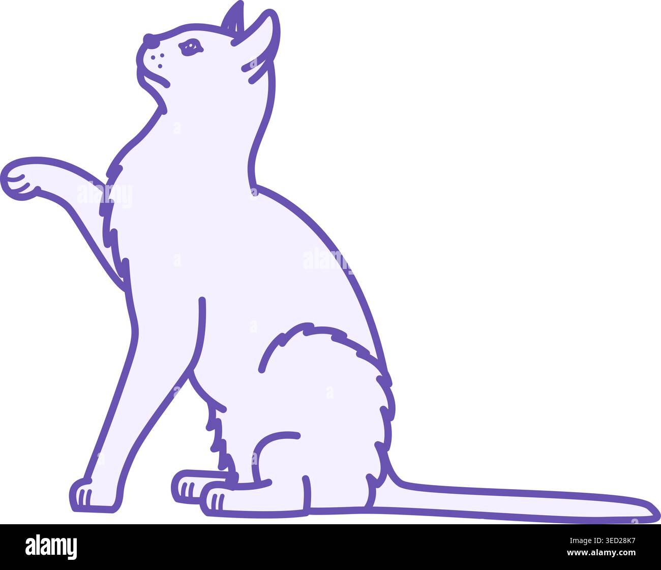 Icona Cat colorata. Illustrazione vettoriale. Piccolo mammifero predatore. Gatto seduto con zampa rialzata. Concetto di animali domestici Illustrazione Vettoriale