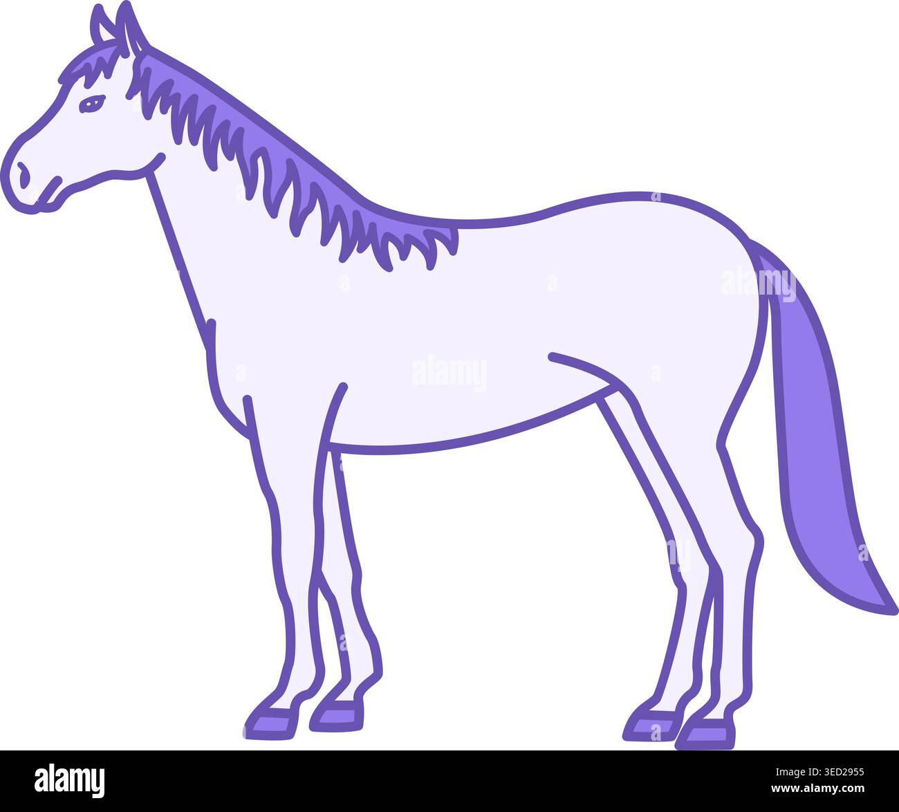 Icona Cavallo colorato. Illustrazione vettoriale. Grazioso cavallo con Mane, zoccoli e coda. Concetto di animali domestici Illustrazione Vettoriale