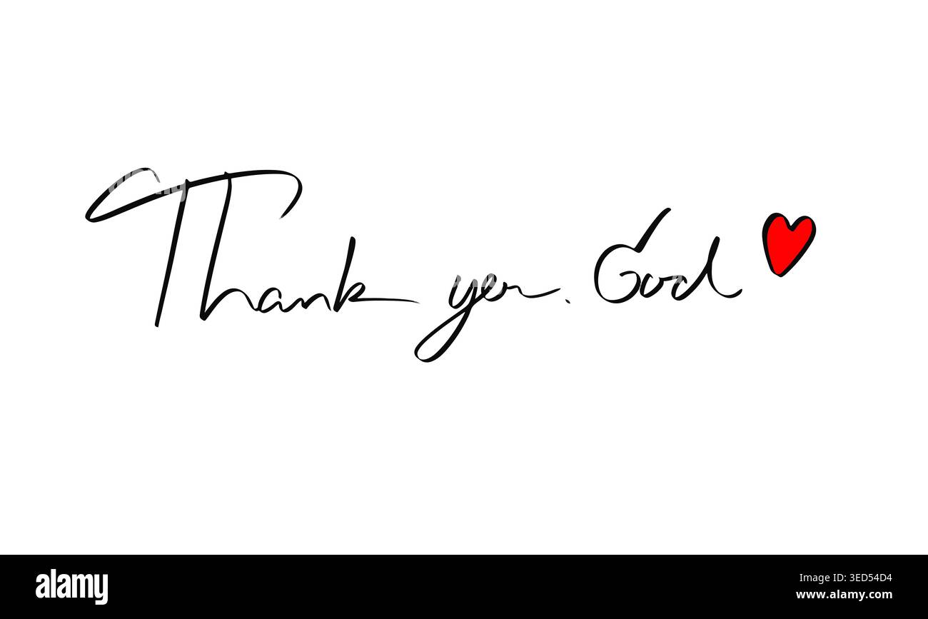Grazie a dio amore cuore rosso rosa arancio colore oggetto icona testo font calligrafia scrittura a mano scrittura a mano colore nero oggetto icona grazie dio g Foto Stock
