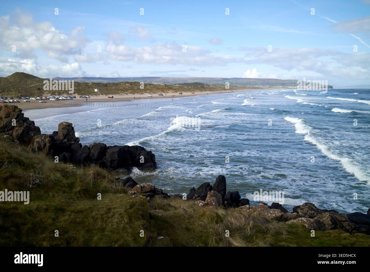 portstewart strand visto da strand head portstewart, contea di derry, irlanda del nord, regno unito Foto Stock