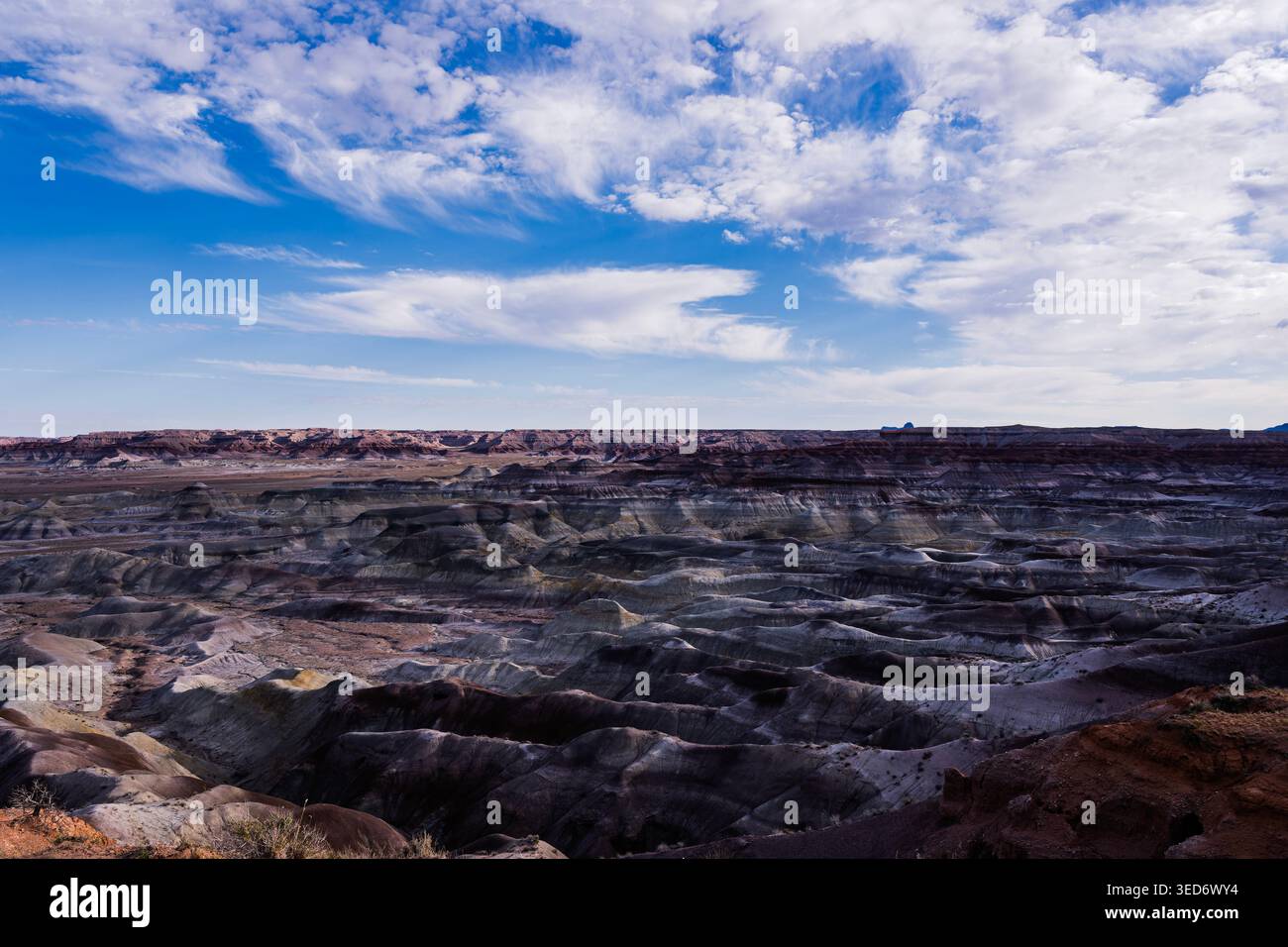 Il terreno accidentato e spettacolare del piccolo deserto dipinto a nord di Winslow, Arizona Foto Stock
