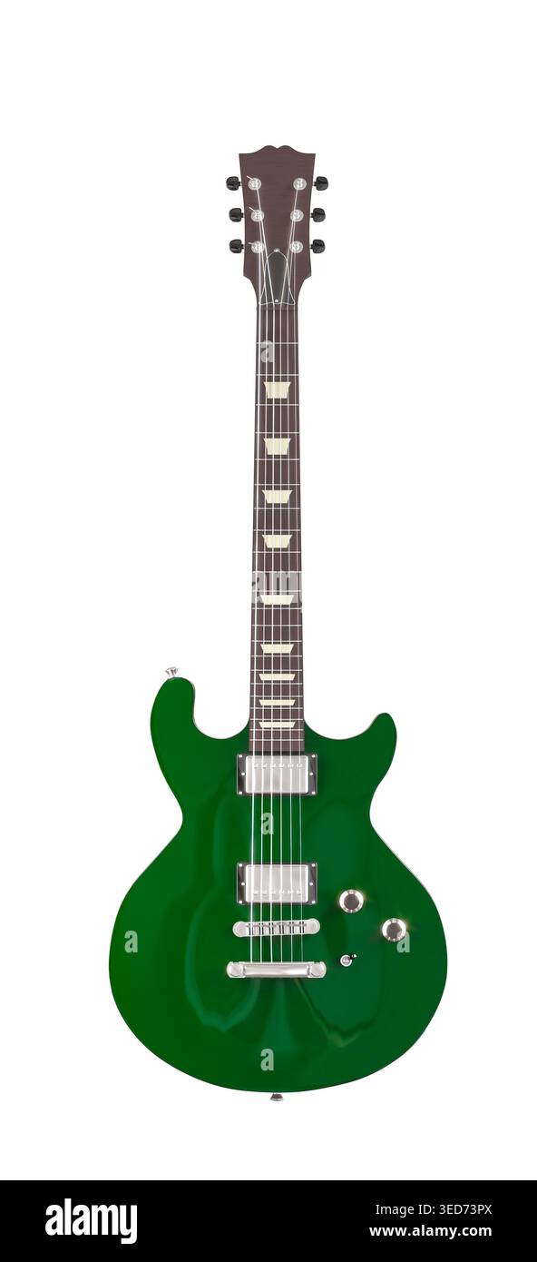 Chitarra elettrica verde sfondo trasparente 3d. Foto Stock