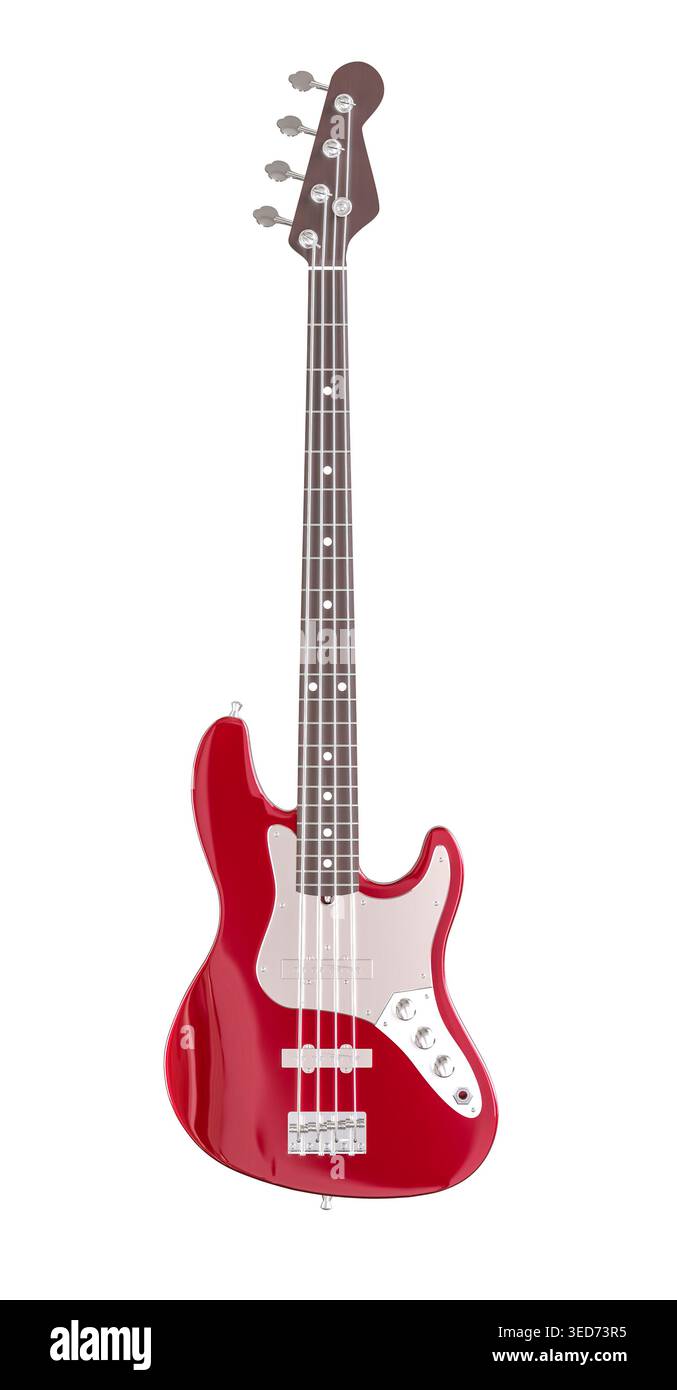 Chitarra elettrica rossa 3d isolata Foto Stock