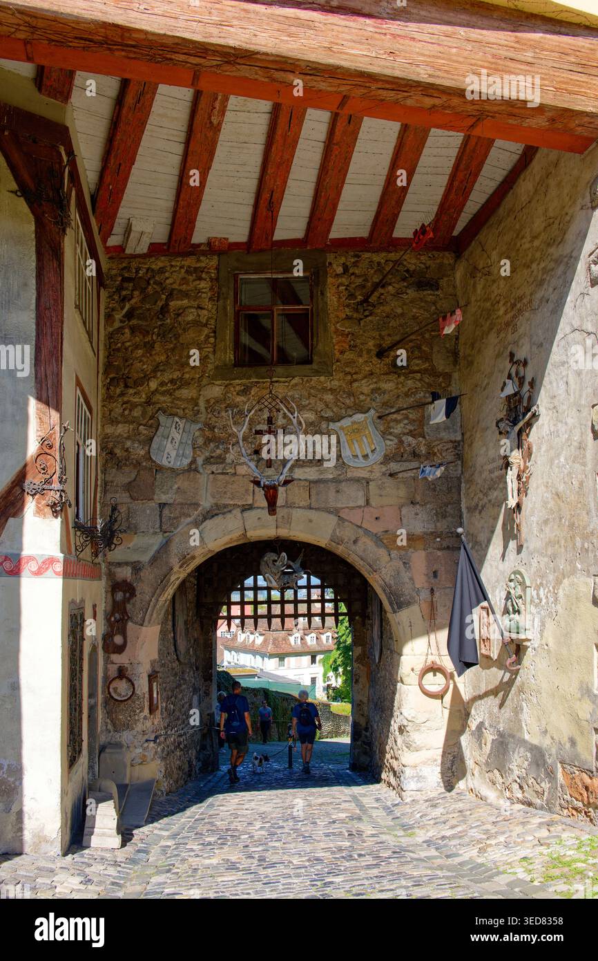 Austria, Vorarlberg, Bregenz, porta inferiore (Unteres Tor), ingresso alla città alta Foto Stock