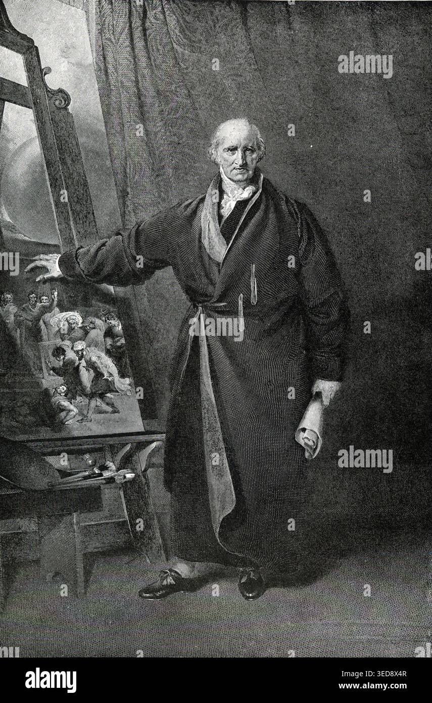 Ritratto di Benjamin West come presidente della Royal Academy, influente illustrazione di pittore storico anglo-americano Foto Stock