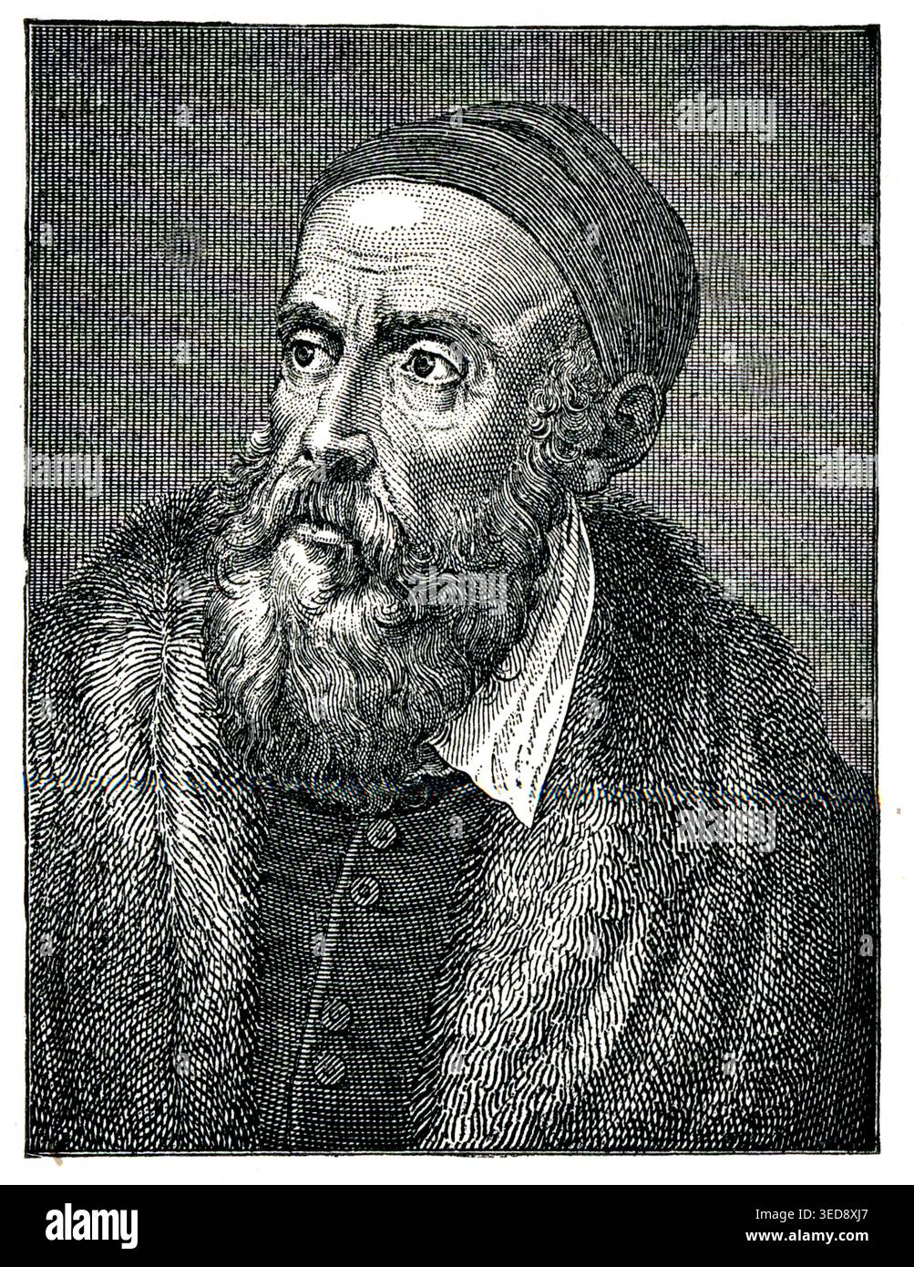 Ritratto di Tiziano, influente pittore rinascimentale italiano e maestro veneziano, illustrazione storica Foto Stock