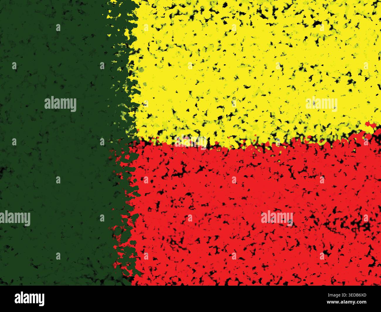 Bandiera del Benin dalle vivaci texture scattata in una fotografia artistica ravvicinata con campi di colore vivaci Illustrazione Vettoriale