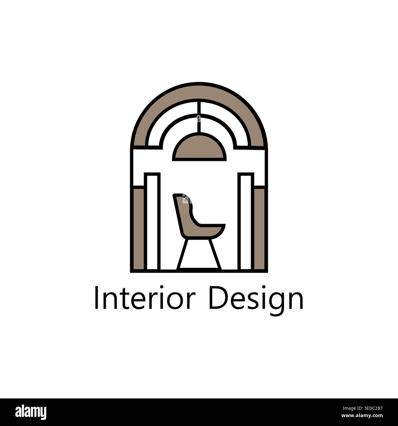 Logo di interior design con concetto di arredamento per la casa, marchio di arredamento moderno Illustrazione Vettoriale