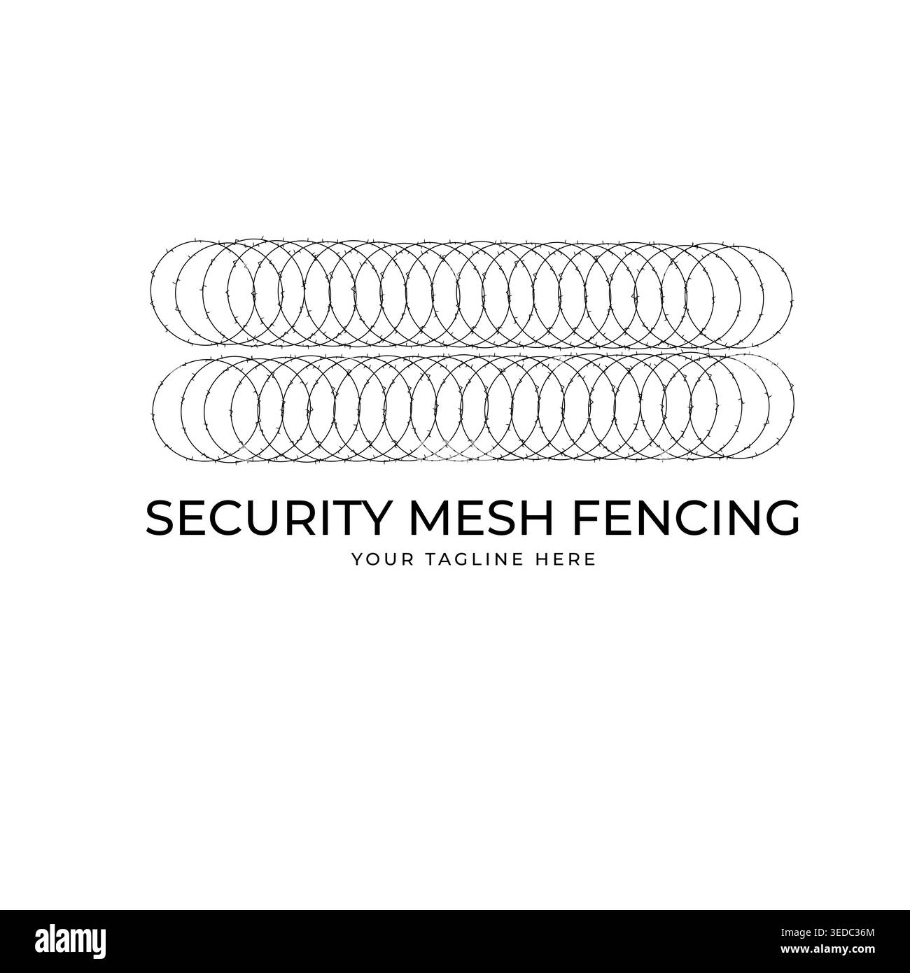 Logo recinzione in rete di sicurezza con concetto di protezione industriale Illustrazione Vettoriale