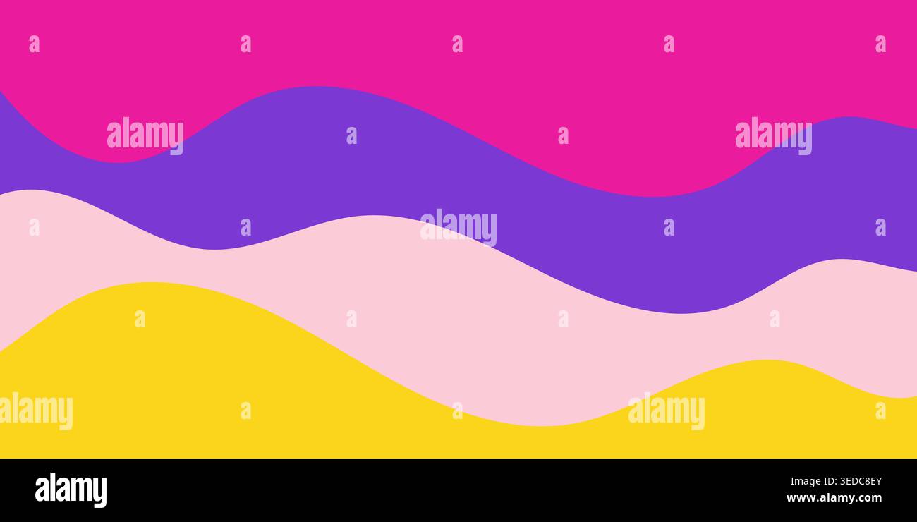 Onde astratte vibranti in viola, rosa e giallo Illustrazione Vettoriale