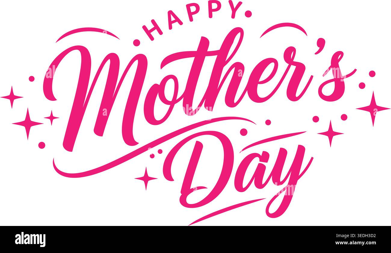 Buona festa della mamma elegante script Typography Design Illustrazione Vettoriale