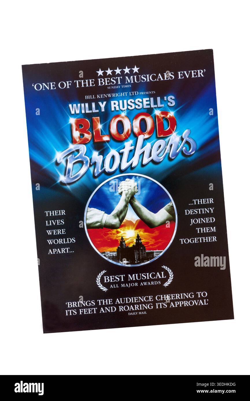 Volantino promozionale per la produzione del 2026 del musical Blood Brothers di Willy Russell. Foto Stock